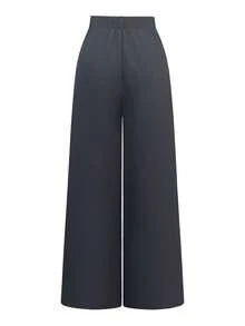 EARO Chic Women's High Waist Loose Fit Flowy Wide Leg Pants, Non-Stretch, Long Length - Grey - View 3