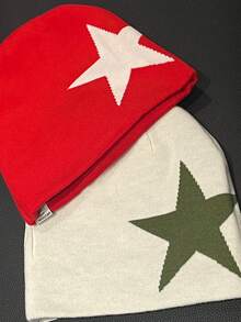 1pc Y2K Unisex Reversible Beanie Hat - Windproof Stretchy Knitted Skull Cap For Men And Women, Letter Pattern, Dopamine Colors , Hip Hop Streetwear, Casual Autumn/Winter Accessory & Christmas Gifts For Men/Women