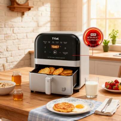 Manual Hot Air Cooking System With 5.3 Quart Capacity 7 Cooking Modes Temperature Control