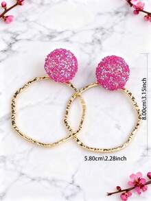 sehuoran 1对圆形金属彩色水晶水滴耳环，高品质水钻首饰配饰，女士批发耳环，波西米亚风水滴耳环，黑色夸张耳环 - Style 1 - 查看 5