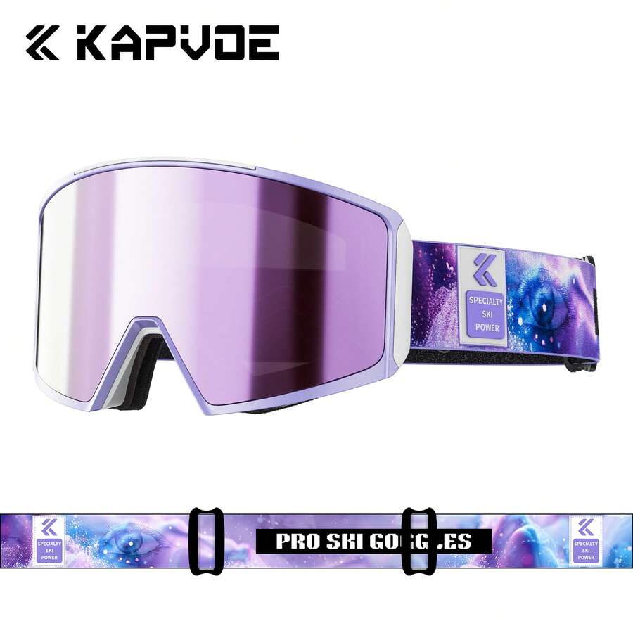 Kapvoe Anti-Fog Ski Goggles Snowboarding Snow Skiing Mask For Men Women Lens Kit UV400 Protection Snowmobile Glasses Motorcycle