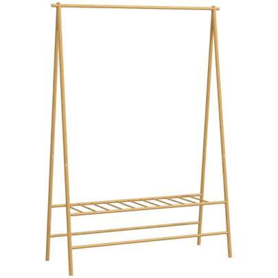 HOMCOM Bamboo Wardrobe, Clothes Rack With Shelves And Hooks, Laundry Clothes Rack With Clothes Rail, For Hallway, Living Room, Bedroom, 116 X 43.5 X 160 Cm, Natural Wood