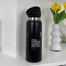 Water Bottle 32oz,Multiple Colors Are Available,With Straw,Heat Preservation Time More Than 24 Hours, Cold And Hot Water Can Be Insulated, Can Make Coffee, Frozen Drinks, Beautiful Appearance, Exquisite Workmanship, Suitable For Camping, Work, Indoor Use. - Black-32oz - 查看 2