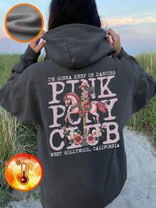 Blusa de moletom feminina casual estampada, forrada com tecido térmico, manga longa, ideal para o outono/inverno - Moletom divertido e colorido para inspirar a imaginação de todas as crianças. - Cinza escuro - Ver 9