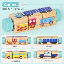 木制旋转三维拼图积木，儿童益智玩具，卡通动物，专业拼图，可旋转，堆叠式木制启蒙玩具，婴儿，动手操作，益智玩具，圣诞礼物/开学礼物/节日礼物 - 彩色 - 查看 11