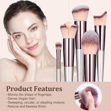 Makeup Brush Set 18 Pcs Premium Synthetic Foundation Powder Concealers Eye Shadows Blush Makeup Brushes With Black Case - Rượu sâm banh - Xem 4