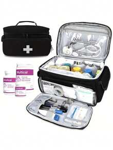 1pc Hot Selling First Aid Kit Multi-Function Multi-Pocket Storage Bag Medicine Bottle Storage Bag First Aid Medical Box Portable Medical Tool Kit Travel Medicine Bag