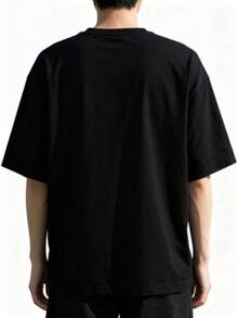 Funny Meow Cat And Owl Meme T-Shirt For Men - Soft Black Short Sleeve Shirt With Tabby Cat And Owl Design, Loose Fit Casual Shirt For All Seasons, Funny Meme Clothing For Parties, Beach, Everyday Wear And Meme Events - 黑色 - 查看 2