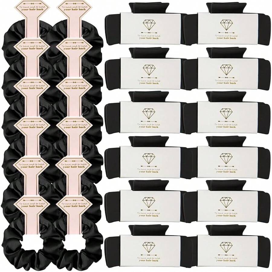 Bridesmaid Scrunchies Proposal Gifts 41 Inch Square Set Of 8 Bachelorette Hair Claw Clips Ideas Bridal Shower Wedding Party Favors (24pcs Dusty Blue)Valentine's Day JOW5 - 24 chiếc màu đen - Xem 1