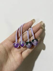 4pcs/2pcs Colorful Crystal Strawberry Hair Scrunchies, Fruit Elastic Hair Bands, Cute Candy Color Hair Ties, High Elasticity Ponytail Holders, Damage-Free Hair Accessories, For Daily Use, Hair Scrunchies, Hair Ties ,Hair Rope ,Hair Elastics ,Hair Rubber Bands