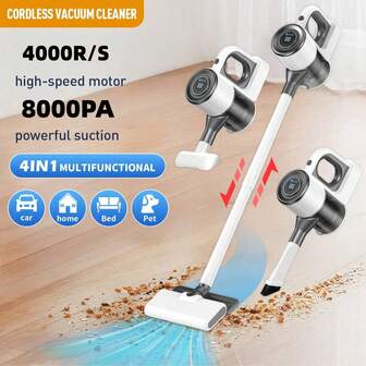 四合一手持式直立式吸尘器，USB 充电，40,000 RPM 强力电机，8000pa 强劲吸力，双重功能，适用于实木硬地板和地毯，宠物毛发清洁，家居除尘清洁，
