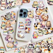 50张可爱猫咪贴纸，透明防水，适用于剪贴簿、日记本、笔记本、笔记本电脑、水瓶、滑板、吉他、冰箱、行李箱装饰，也是万圣节、圣诞节、感恩节等节日和派对的礼物之选。 - 彩色 - 查看 2