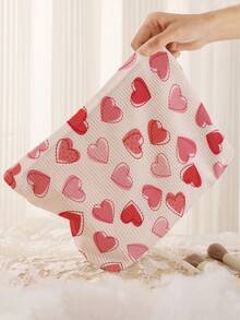 1pc Portable Heart Pattern Double-Sided Printed Zipper Cosmetic Bag, Multi-Functional Travel Toiletry Organizer - Multicolor - View 5