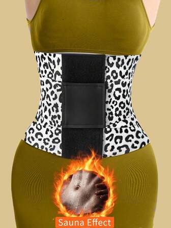 1pc Women's Sports Waist Trainer, Leopard Print Waist Shaper, Elastic Waist Cincher, Fitness Waist Trimmer Belt