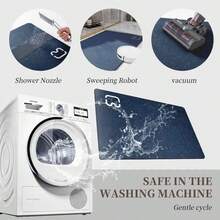 Modern Large Size Bathroom Mat - Diatomaceous Earth Bathroom Floor Mat, Non-Slip, Quick-Drying, Absorbent Diatomaceous Earth Bathtub Mat (15.7 Inches X 39.4 Inches, Navy Blue), Suitable For Bathrooms And Modern Design Styles.