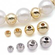 10/30 piezas Cuentas redondas de cobre sólido para hacer joyas, espaciadores, bolas lisas, cuentas sueltas sin costuras con agujeros para pulseras apilables, artesanía de 3/4/5/6 mm - Multicolor - Ver 9