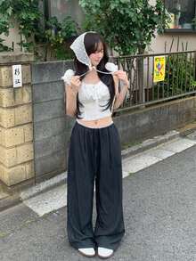 时尚宽松直筒休闲运动裤，轻便 - 灰色 - 查看 5