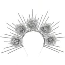 Healvian Diadema De Diosa Con Flores Plata Para Disfraz De Halloween Accesorios De Cosplay Ajustable Y CóModa Ideal Para Bodas Y Fiestas - pago - Ver 1