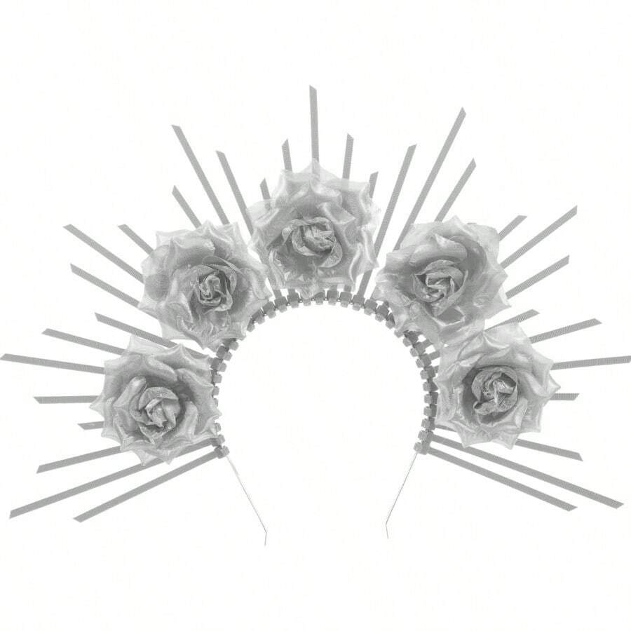 Healvian Diadema De Diosa Con Flores Plata Para Disfraz De Halloween Accesorios De Cosplay Ajustable Y CóModa Ideal Para Bodas Y Fiestas - pago - Ver 1