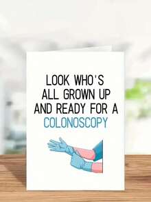 1pc Naughty And Funny Birthday Card With The Theme Of Doctor's Check-Up, Suitable For Sending To Your Friends (With Random Color Envelope) Back To School,Back To School,School Supplies - Blue and White - View 5