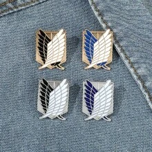 4pcs Vintage Attacking Titans Survey Corps Wings Of Freedom Metal Brooch Pins, Anime Themed Feather Totem Badge, Retro Japanese Style Pins For Backpack, Clothing Decor, Anime Collection - Nhiều màu - Xem 1