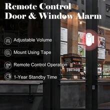 120分贝高音量安防报警系统，5种模式（防盗、延时、门铃、关门提醒、30秒报警） - 激活时触发防盗报警 - 适用于家庭、公寓、办公室和商店安防 - 多色A - 查看 3