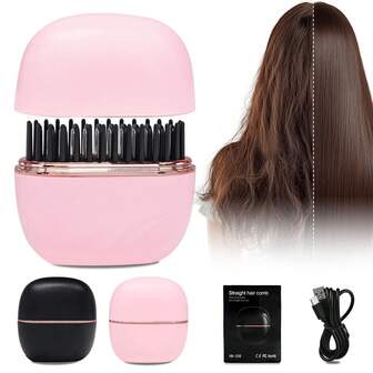 New Women's Portable Bangs Comb, USB Rechargeable Men's Beard Comb With 2000mAh Lithium Battery For Beard Grooming And Bangs Styling, Suitable For Home And Travel, Ideal Holiday Gift