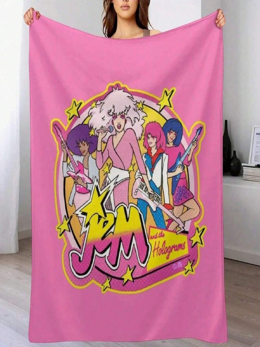 80S Jem And The Holograms HIGH QUALITY Throw Blanket Valentine Gift Ideas Giant Sofa Retros Luxury St Blankets - màu đen - Xem 1