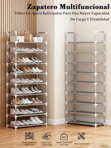 Zapatero de metal resistente de 3/4/5/6/7/8/9 capas, zapatero simple, fácil de montar, adecuado para entrada. Pasillo, dormitorio, sala de estar, hogar, dormitorio. - Blanco - Ver 3