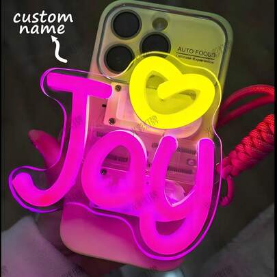 Customized Name Neon Lights For Mobile Phone Back Clips, Fan Support Mobile Phone Lights, Cool Personalized Gifts, Fans Gift,Christmas Gifts, Personalized Birthday Gifts,Party Light,Phone Backlight Clip, Fan Support Light(Without Batteries)