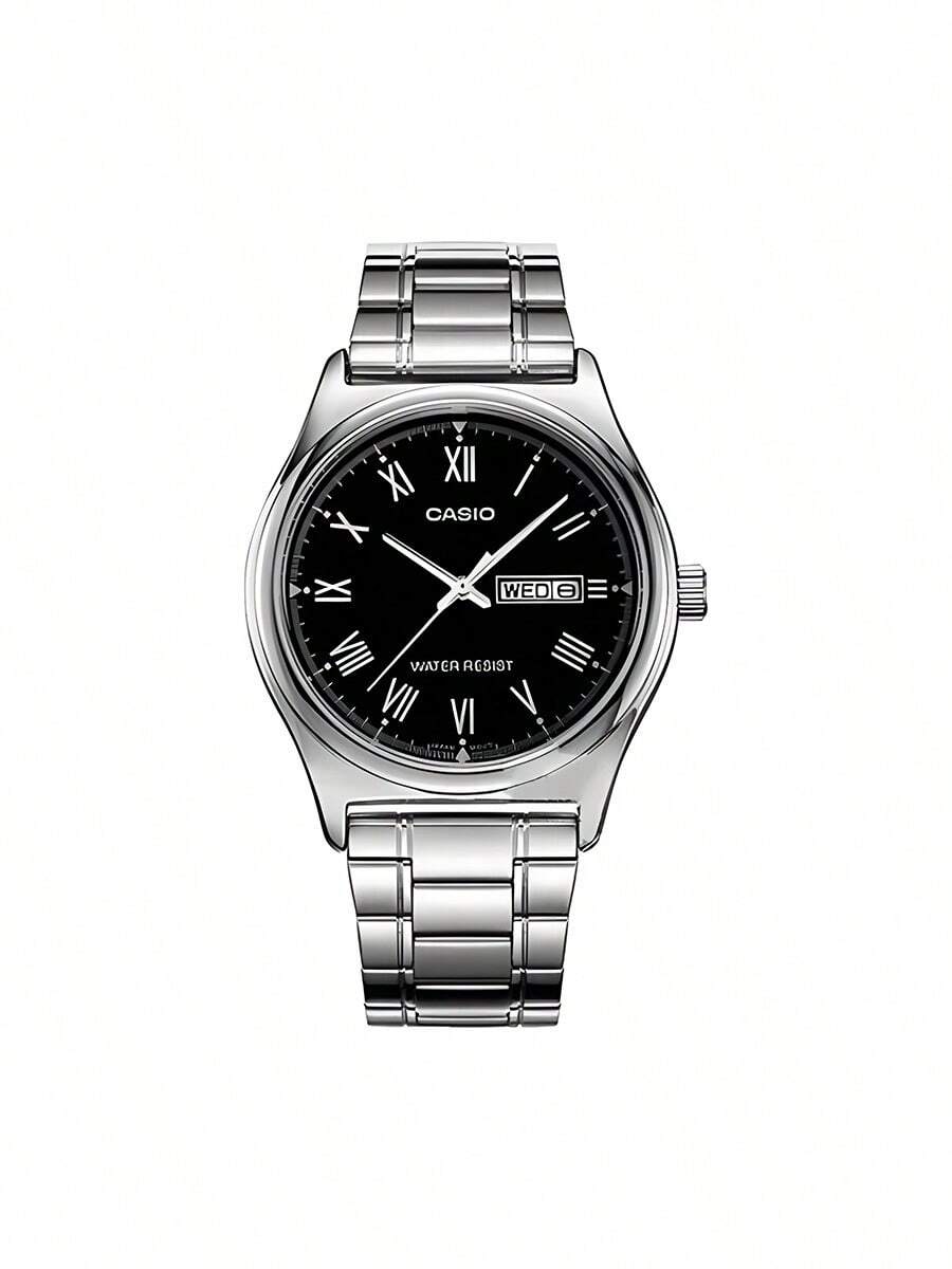 Casio Men's Quartz Watch - Black & White Dial, Stainless Steel Case ...