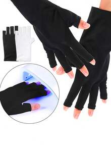 1 双 UPF 50+ 防紫外线露指手套，加厚款，黑白两色，适用于凝胶美甲灯美甲 - 透气面料，黑色 | 为美甲爱好者提供护肤和手部保护，避免晒黑 - 彩色 - 查看 7