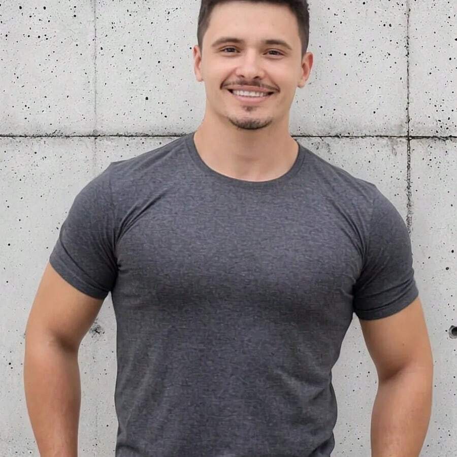 Men's Basic Plain T-Shirt, Premium 30.1 Cotton - Dark Grey - View 1