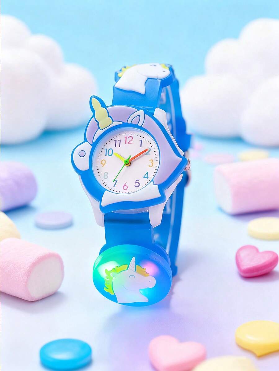 1pc/Set Creative Casual Minimalist Cartoon Cute Sweet Candy Color Unicorn Silicone Watch, Preferred By Teenagers And Students, & Year-End Promotion - Multicolor - View 1