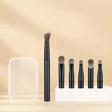 6pcs Mini Travel Makeup Brush Set With Detachable Aluminum Tubes, Portable Eye Brushes And Storage Case For Clean Hygiene – Perfect For Girls And Women, Makeup Room Decor,Makeup Bag,Travel Essential - Multicolor - View 5