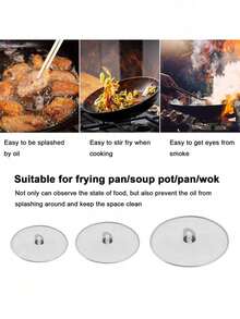 Stainless Steel Splatter Screen, Fits Frying Pan, Round Stainless Steel Oil Splash Guard Cover - Multicolor - View 7