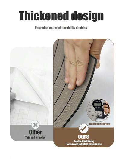 1PC 15.7"X 118"/13 Sq.F Peel Stick Vinyl Thickened Grille Wood Grain Wand Sticker,Waterproof Self Adhesive Stripe Tiles Roll Kitchen Living Room,Office Room (Grey Brown) Art Bedroom Stickers Home Paper ations Office Items Bathroom ation Stuff Ho Wallpapers view 5