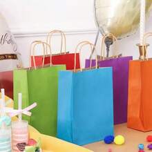 Multicolored Kraft Paper Shopping Bags, Assorted Party Wrapping Bags For Halloween, Christmas, Candy, Gifts, Snacks, Art Supplies, Sewing - Paper Material, No Components Included