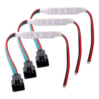RGB Dimmer Controller Strip Brightness Controller 5V - 12V - 24V 3 Keys RGB Controller Switch Multicolor - 11.4inch 3 PCS
