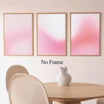 3pcs/Set Unframed Canvas Poster, Modern Art, Pink Grainy Gradient Canvas Paintings, Light Pink Wall Art, Abstract Colour Gradient, Ideal Gift For Bedroom Living Room Corridor, Wall Art, Wall Decor, Winter Decor, Room Decoration