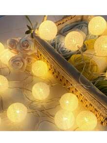 1pc 1.5/3m 10/20LED Warm White Spherical String LED Warm White Spherical Fairy Light Is Suitable For Bedroom Party And Wedding Decoration, Perfectly Matching Warm Atmosphere And Holiday Lighting - Warm White - View 2