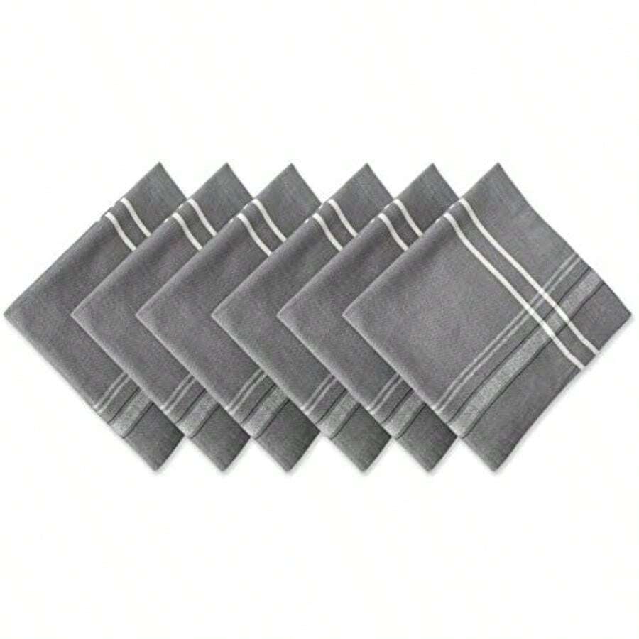 DII 100% algodón, Lavable a máquina, Mantel Individual a Rayas francesas para cenas, Verano y picnics Aire Libre, (Red Stripes), Table Runner - 14 x 72, 1(Gris (Gray Chambray)) - Multicolor - Ver 1