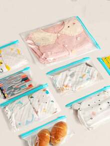 10/45pcs Reusable Sealed Food Preservation Bags, Thickened Freezer Bags, Microwave , Blue, For Long-Term Food Storage & Organization, Transparent PE Zipper Bags, Suitable For Kitchen Food Classification & Snack Storage (Random Color Pull Head)