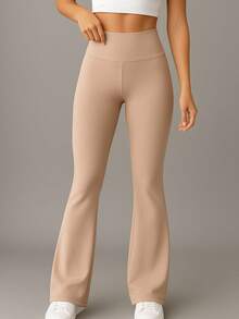 Women's High-Stretch Flare Leggings - 米色 - 查看 6