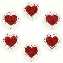 6pcs/Set Round Wooden Coasters - Heart Shaped Decorative Drink Coasters, Suitable For Home And Restaurant Table Decor, Housewarming Gift, Valentine's Day Gift, Valentine's Day Table Decor, Kitchen Holiday Decor, Can Be Purchased As 1 Set Or 31 Sets - Red - View 2
