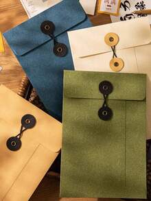 Creative Retro Strap Archival Bag Envelope, Simple And Thick Premium Leather Paper Envelope, Invoice Storage Bag, Daily Office Supplies - Multicolor - View 1