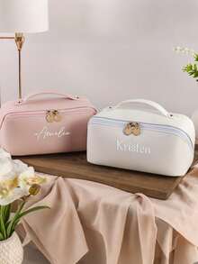 Customized Gold Metal Cosmetic Bag - Personalized Makeup Travel Organizer, Suitable For Weddings, Bridal Showers And Birthdays - Elegant Mixed Color Design, Bridesmaid Gift, Wedding Accessory, Delicate Accessory, High-Quality Craftsmanship, Fashionable Accessory, Premium Material, Bridal Party - Multicolor - View 6