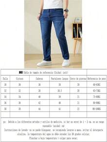 DG XUNLIN MODA Men's Pants Denim Cut Rect0 Slim Fit Streetwear Urban Men's Pants For Use - 深色水洗藍 - 查看 6