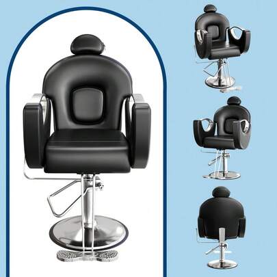 Reclining Hair Salon Chair,360° Swivel, Heavy Duty Hydraulic Pump, 5" High-Density Cushion,Breathable PVC Leather, 130° Reclining