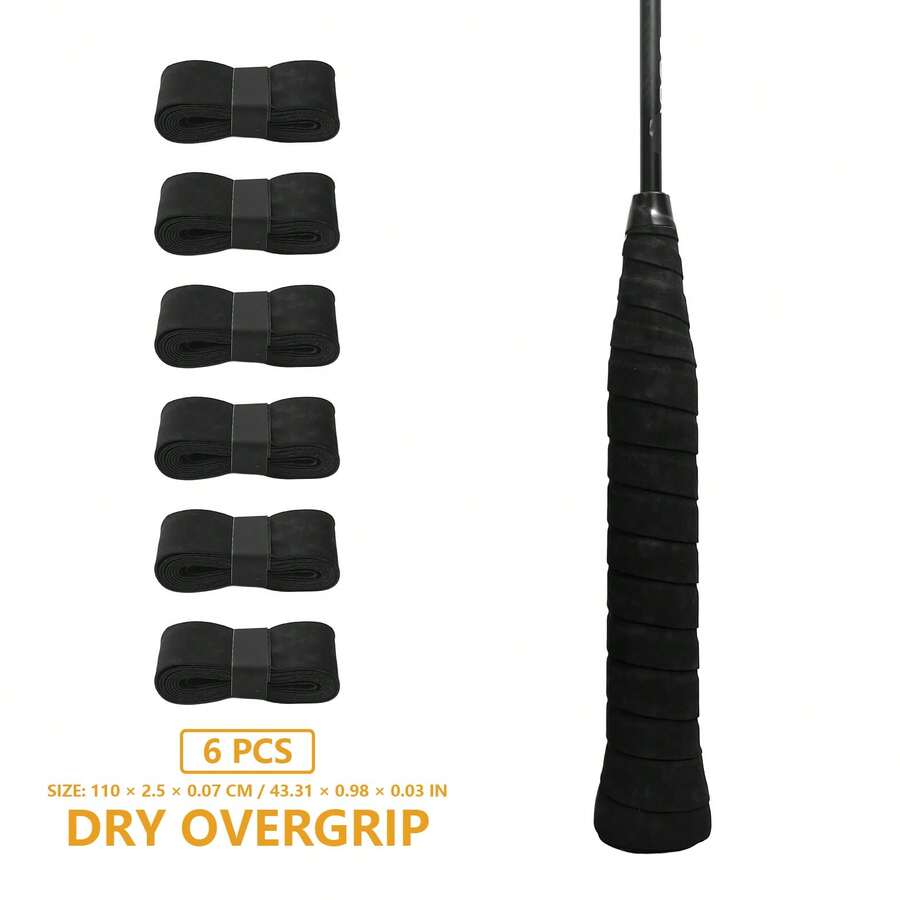 6条/套 羽毛球拍吸汗带，干爽握把胶带，吸汗防滑，减震球拍握把胶带，黑白握把胶带